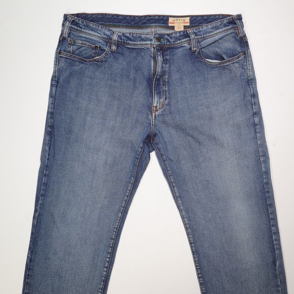 Orvis 5 Pocket Jeans 2XM2 Trust Your Fly Royal Wulff Flex Denim Mens 40 x 28.5 - Picture 2 of 10